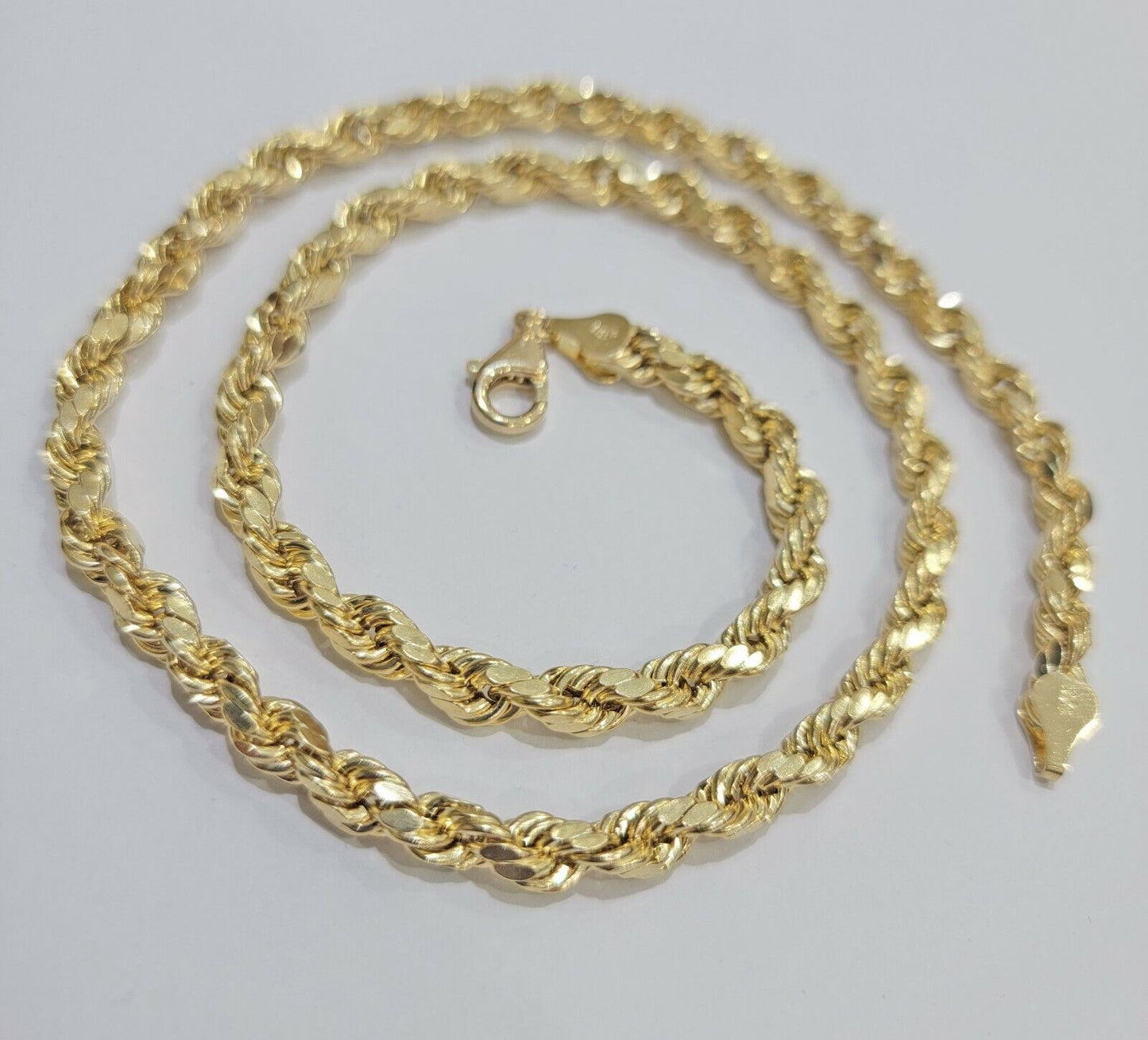 Real 10K Gold Rope Chain Necklace Men 6mm 22 Inch Real Gold