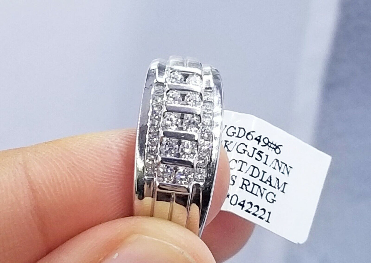 Mens 14k White Gold 0.47CT Wedding Engagement Ring Diamond Band Solitaire Real