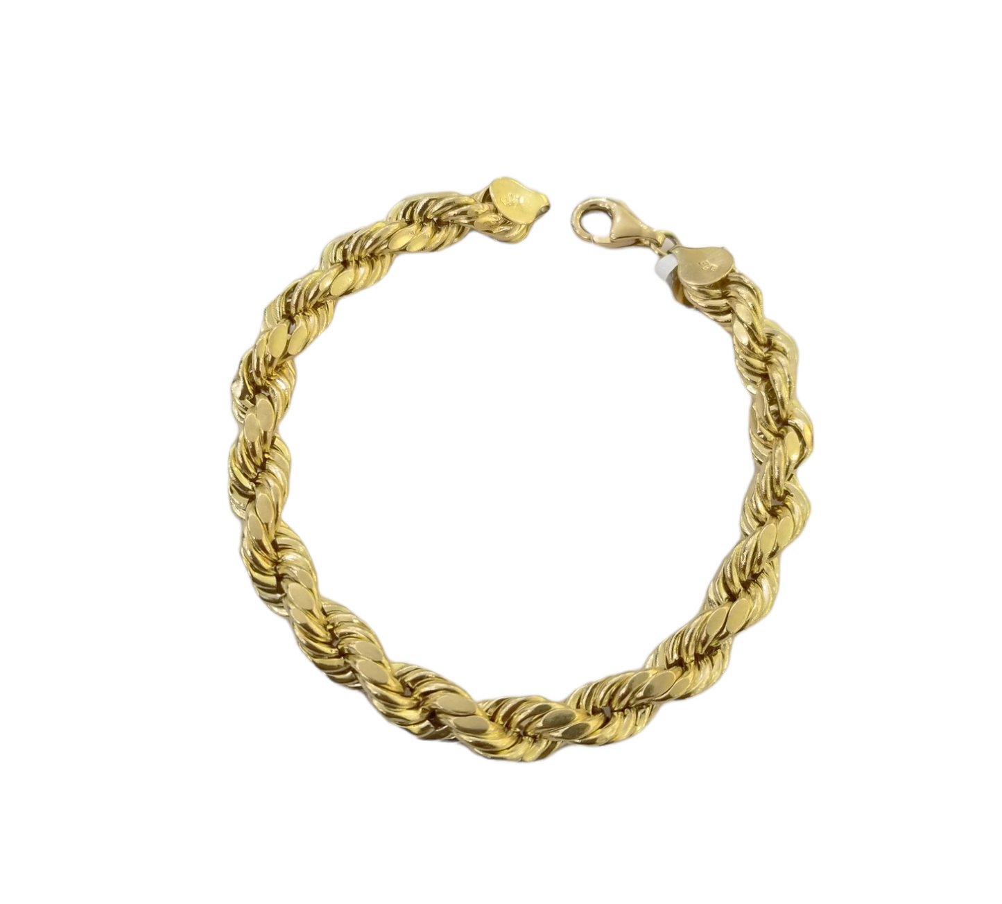 REAL 10k Gold Rope Chain Bracelet 7mm 8" Inch Lobster Clasp Link Rope