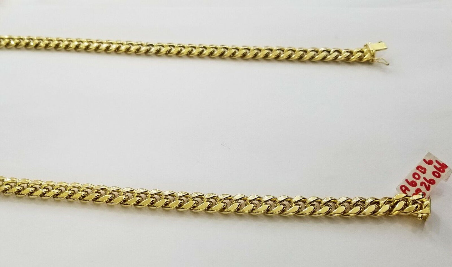 14k REAL Yellow Gold Necklace 26" Inch 10mm Miami Cuban Box Lock Men 14kt