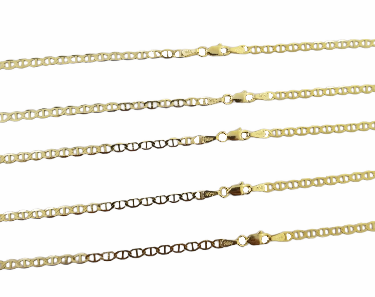 Real 10k Yellow Gold Mariner Anchor Link Chain  3mm  Necklace 16"-24" Inch