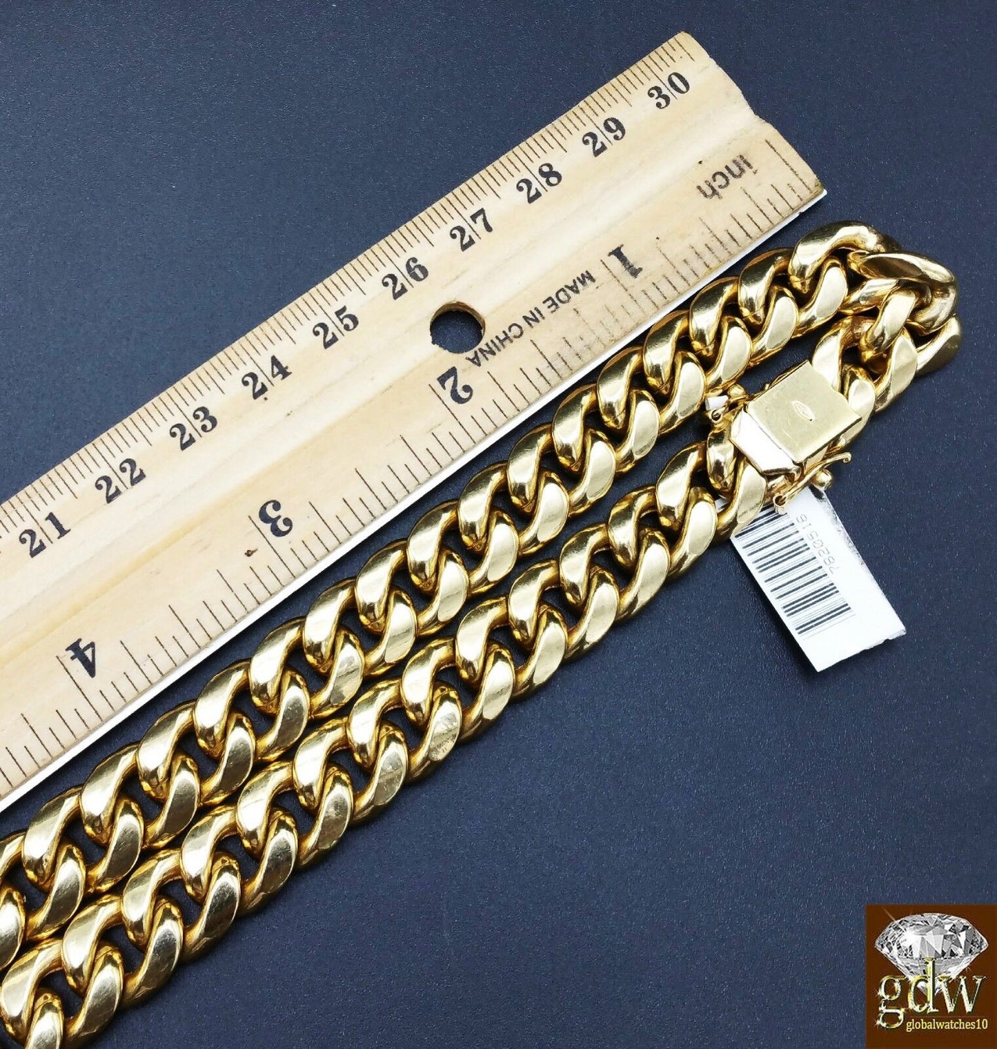 10k Gold Cuban Link Chain Necklace REAL Yellow 9mm 26" Inch Box Clasp Men