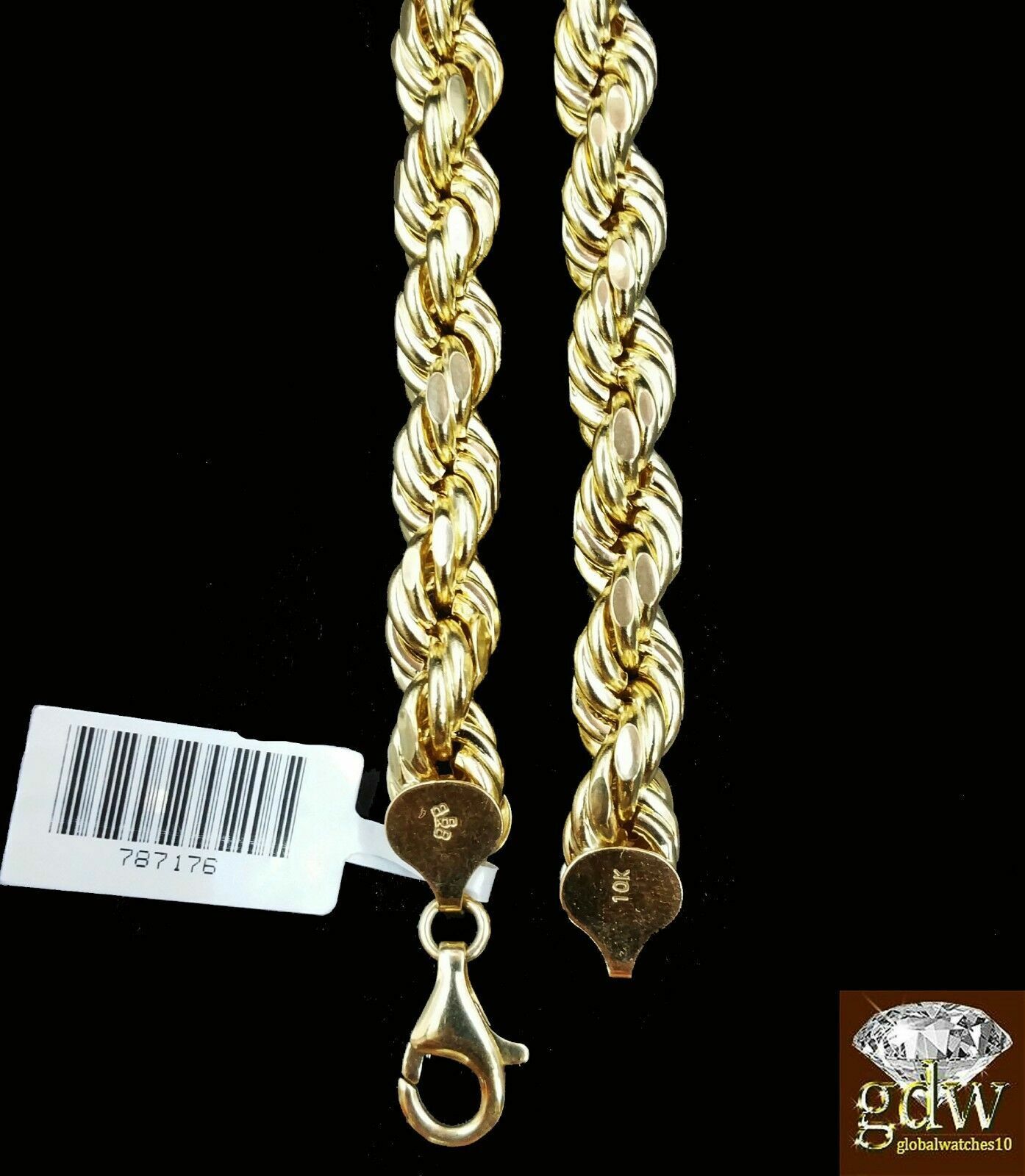 10k Gold Rope Chain 2-8mm Necklace 16"-30" men women Diamond cut REAL 10k