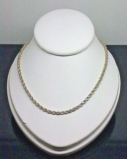 10k Yellow Gold Rope Necklace Chain 2mm 16" 18" 20" 22" 24" 26" Diamond Cut REAL