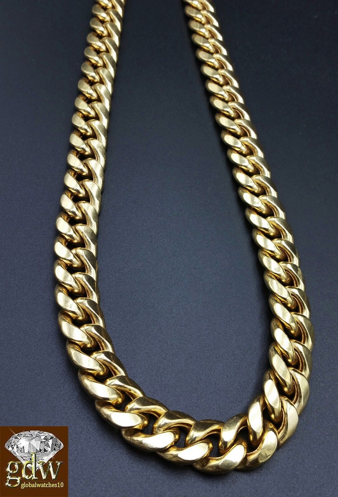 Mens 10k Yellow Gold  Miami Cuban 10MM Box Clasp 26 Inch Chain Thick