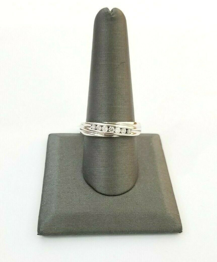 14k Gold 1/4CT Diamond Wedding Engagement Ring Band REAL 14 kt White Gold Men's