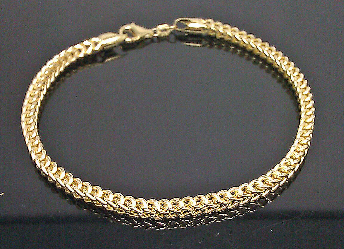 10k Yellow Gold Franco Bracelet 4mm 8" Inch Men Women Rope Cuban Link Real gold