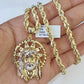 10k Gold Rope Chain & Jesus Head Charm SET 5mm 22 Inches Necklace