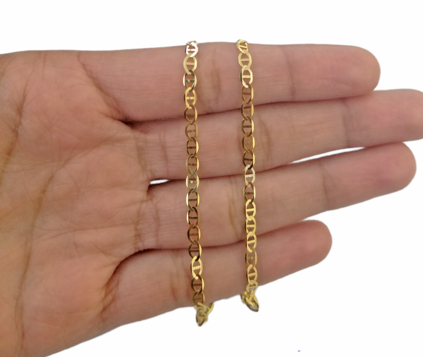 Real 10k Yellow Gold Mariner Anchor Link Chain 3mm Necklace 20" Inch