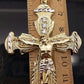 Real 10k Yellow Gold Jesus Crucifix Cross Charm Diamond Cut Pendant