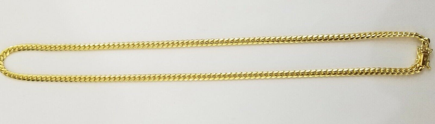 ladies 14k Yellow Gold Necklace Chain Women Cuban link  4mm 18" Box Lock Real