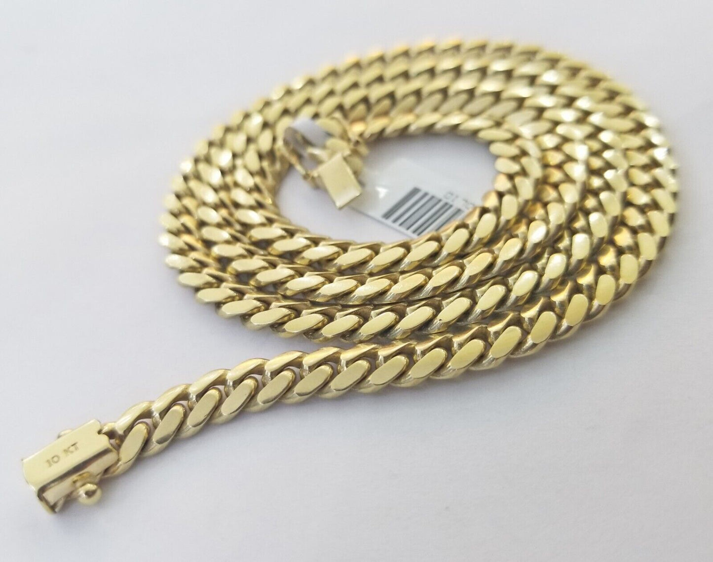 Solid Real 10k Gold Chain Miami Cuban Link 6mm Box Lock 22" Yellow Gold Necklace