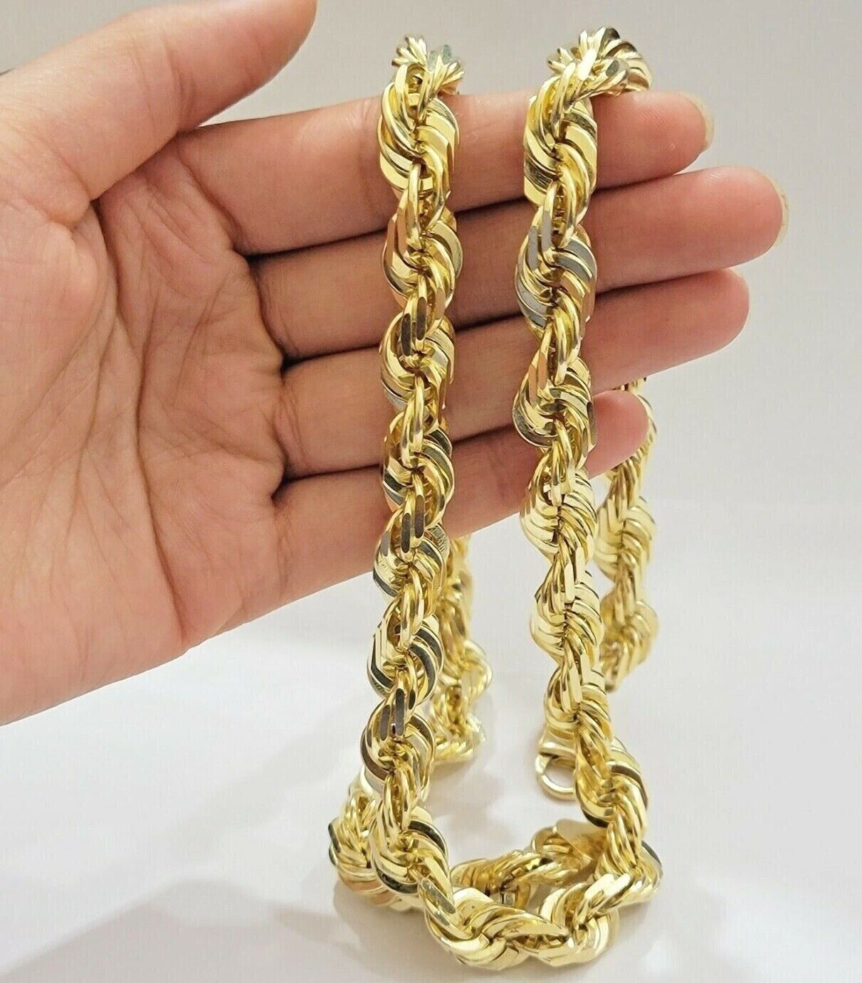 10k 14mm Solid Yellow Gold Rope Chain Necklace 28" Inch Mens Thick & Heavy Shiny