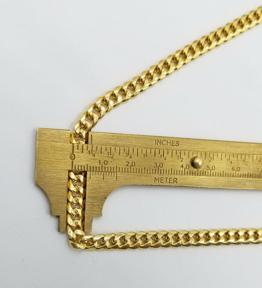 Real 10k Yellow Gold chain Miami Cuban Link necklace 6mm Mens 10kt 22" Box Lock