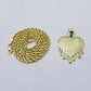 10k Yellow Gold 2.5mm Rope Chain Necklace Dripping Heart Diamond Cut Pendant