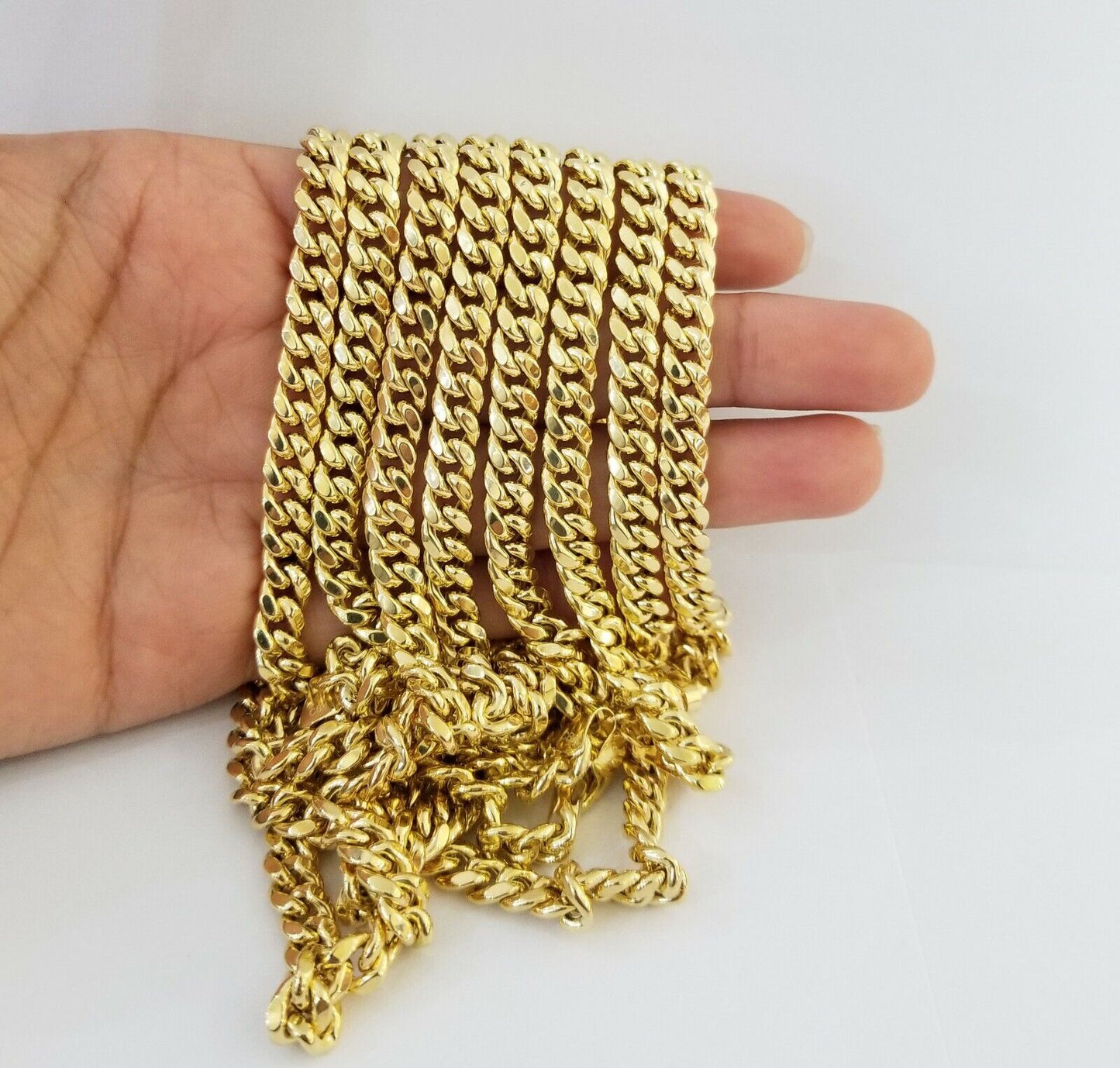 10k Yellow Gold Miami Cuban Necklace Chain 7mm 20-28",10kt Real Link Gold Chain