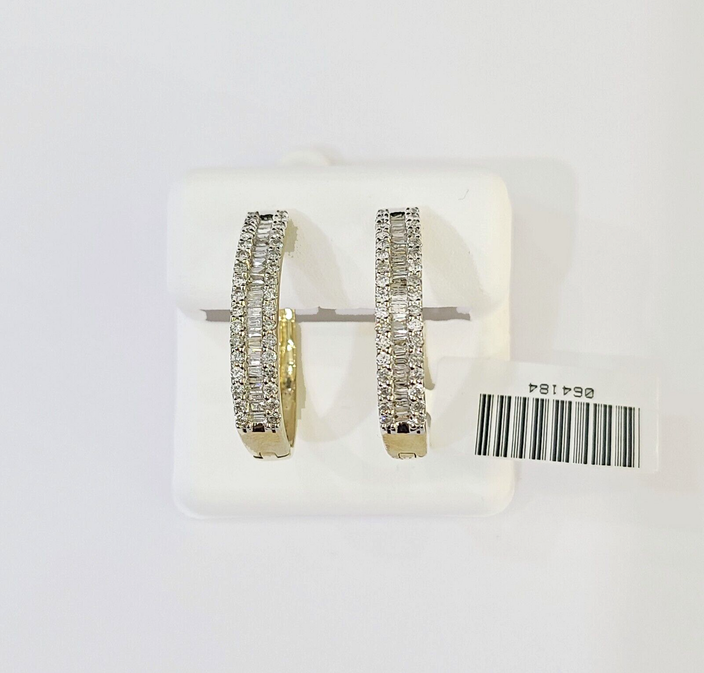 10k Yellow gold Hoops Earring with Real 1.00CT diamond , Women Hoops