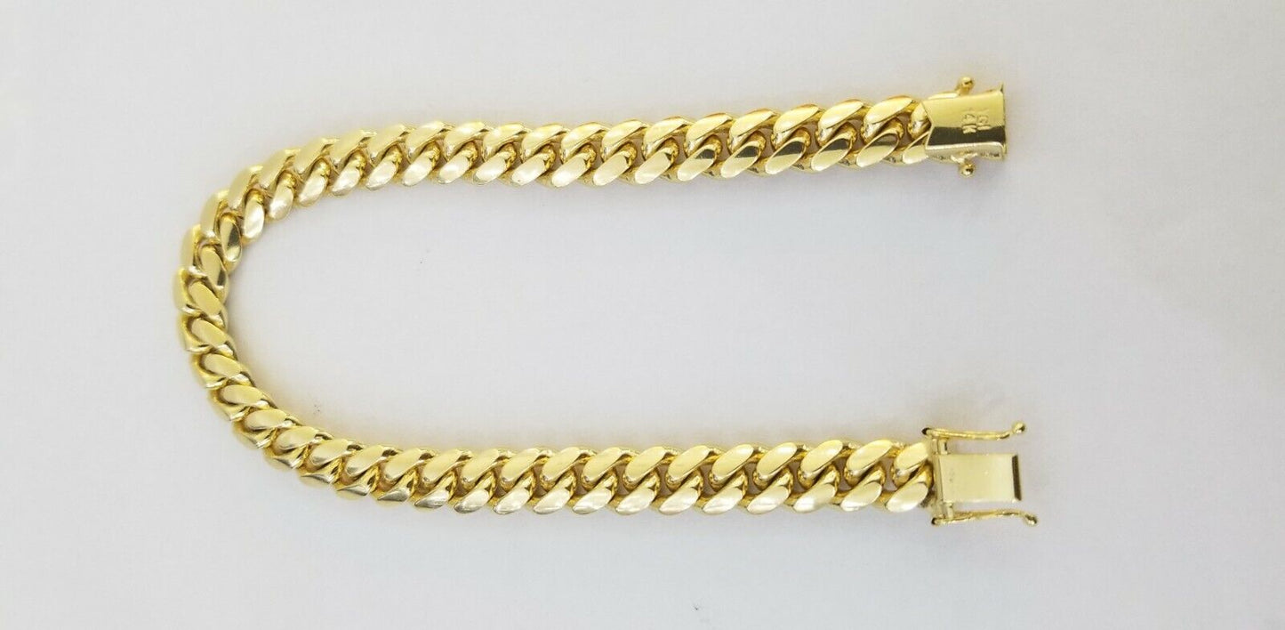 14K SOLID Gold Bracelet Miami Cuban Link Box Lock 9inch yellow gold men women