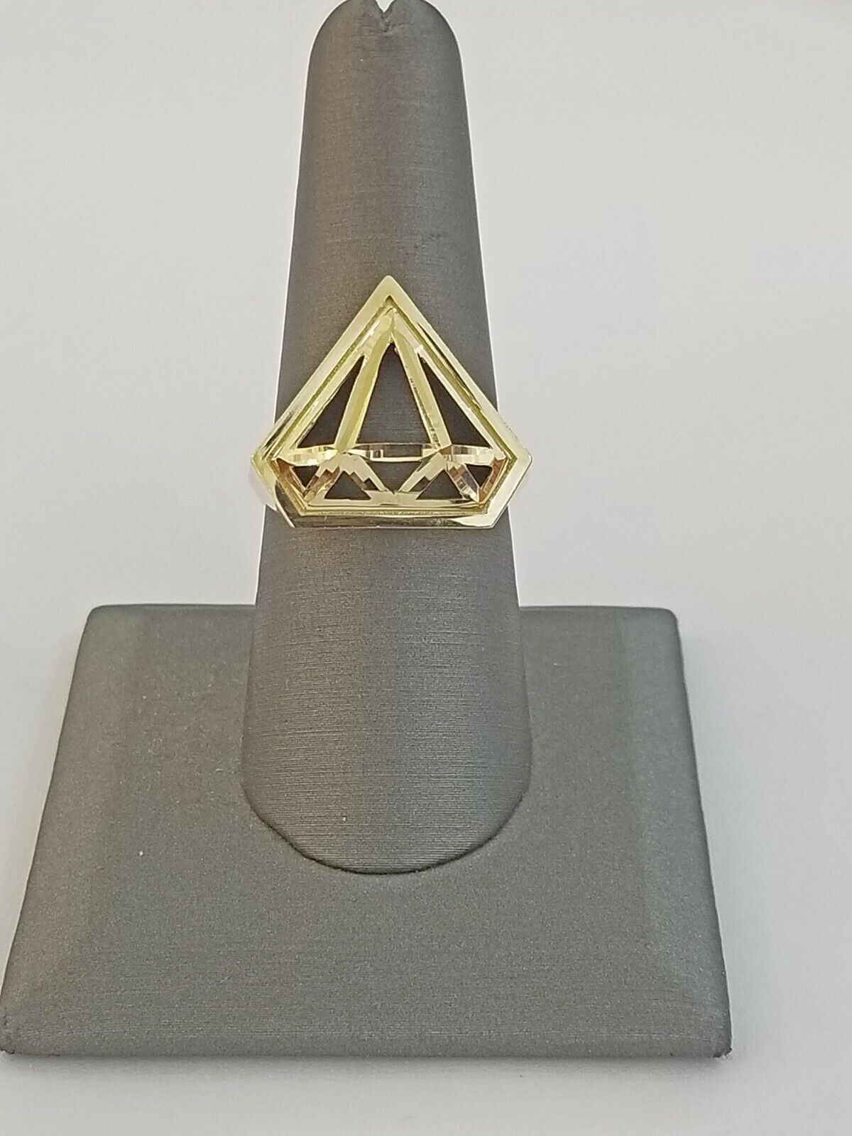 Real 10K Yellow Gold Pyramid Ring Diamond Cut Mens Band Solid 10k gold Size 9