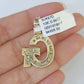 10k Yellow Gold Diamond Letter "G" Initial Alphabet Charm Pendant Real Genuine