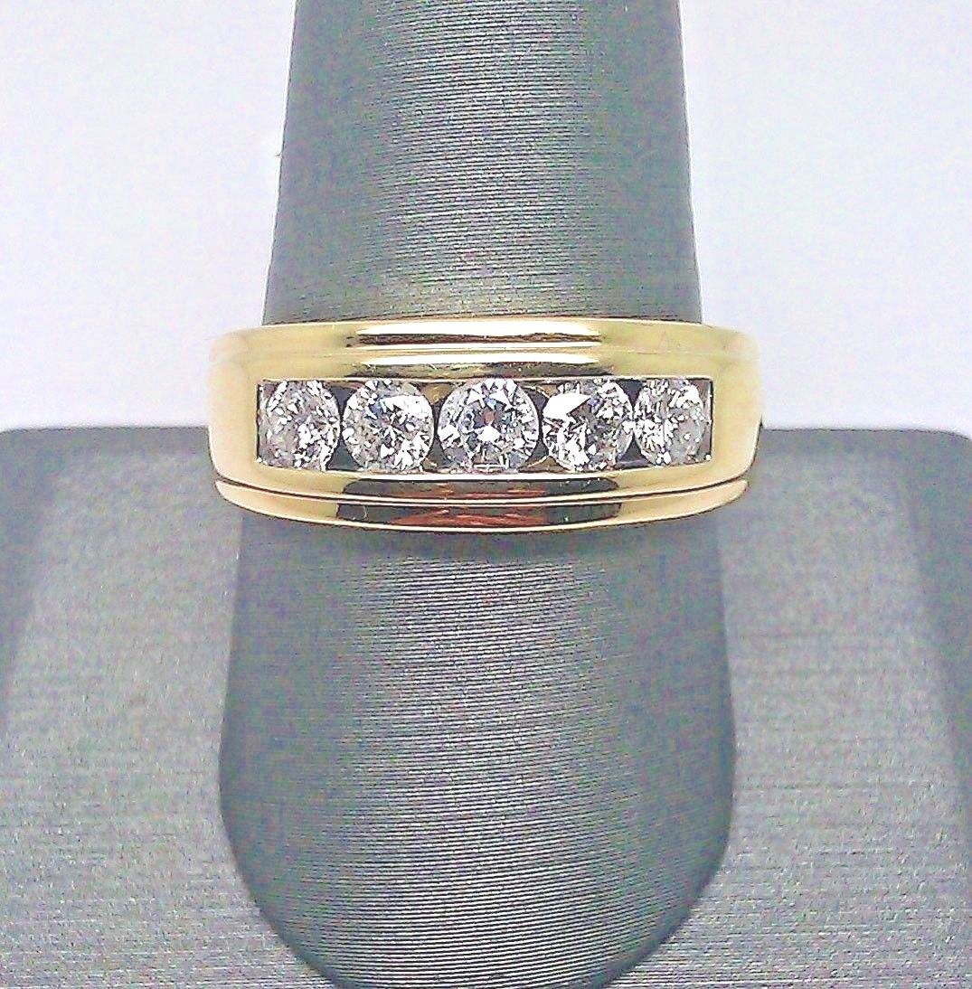 Men Solid 14k Yellow Gold 1CT Band Wedding Engagement Ring REAL Diamond