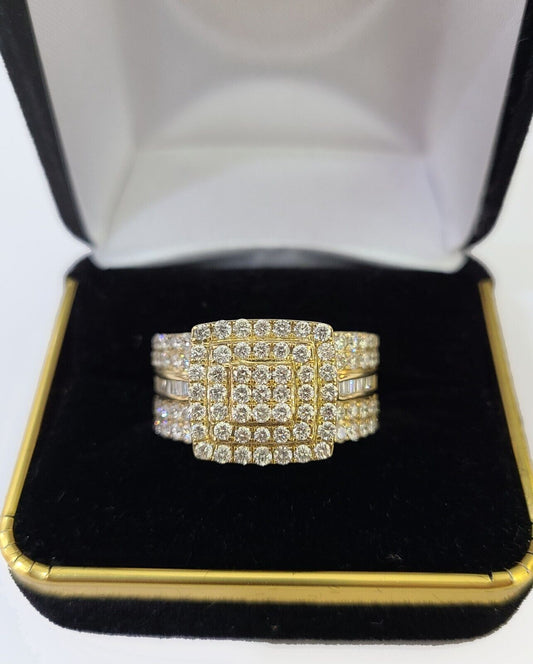 Real 10k Yellow Gold Diamonds Mens Ring Natural Diamond Square Sized Size 10