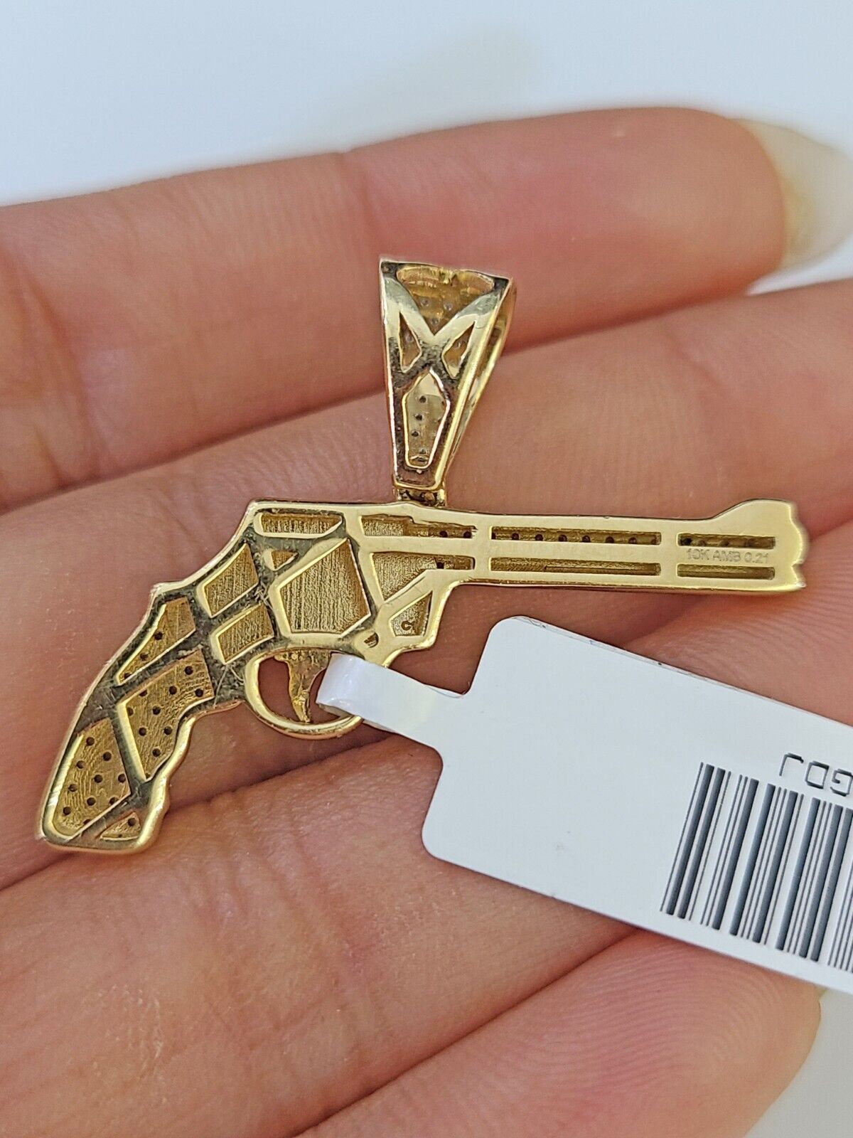 10K Military Gun Pendant/Charm Made With Yellow Gold and Diamonds