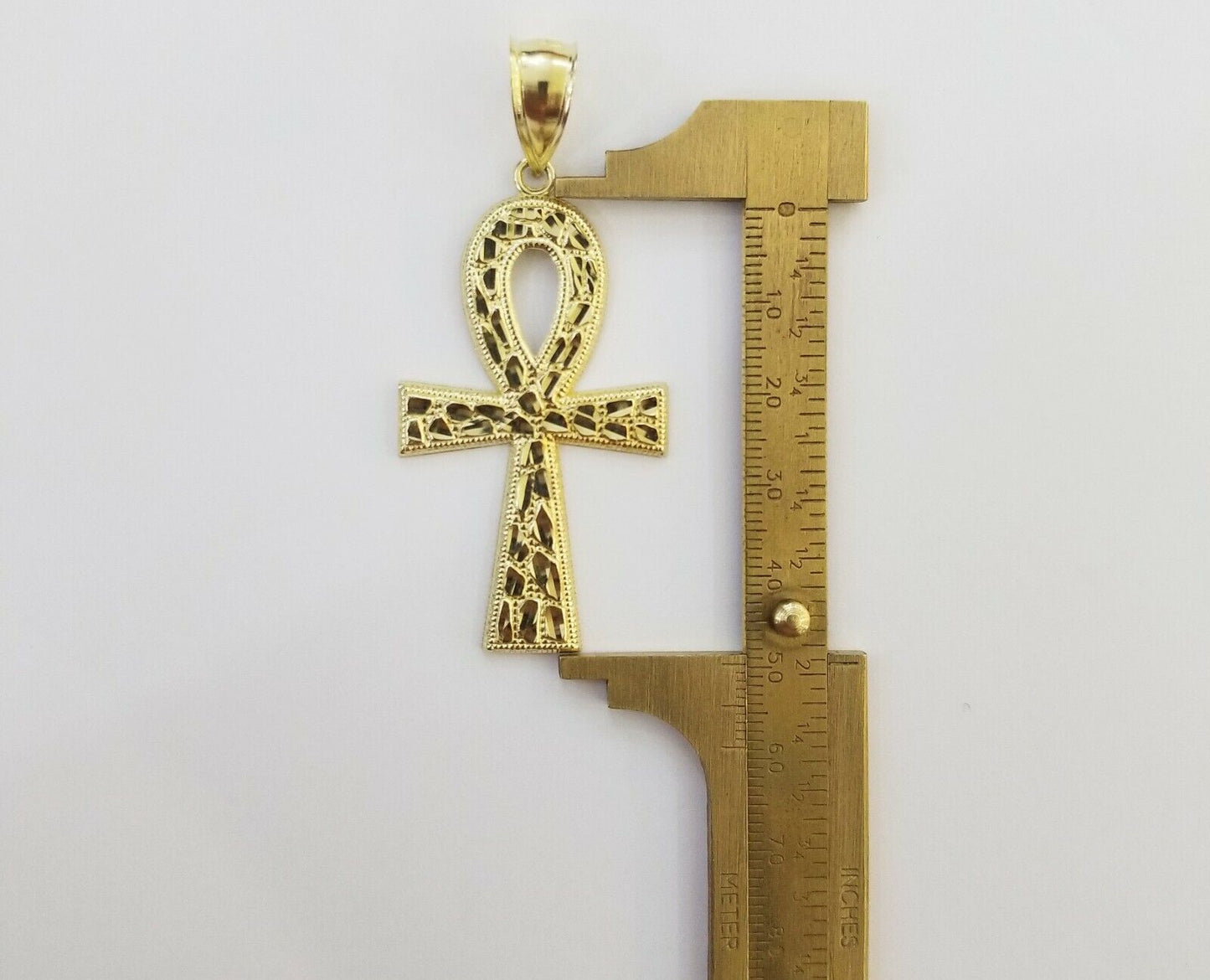 10k Nugget Style Yellow Gold Cross Pendant Real 10kt Mens Jesus Cross Pendant