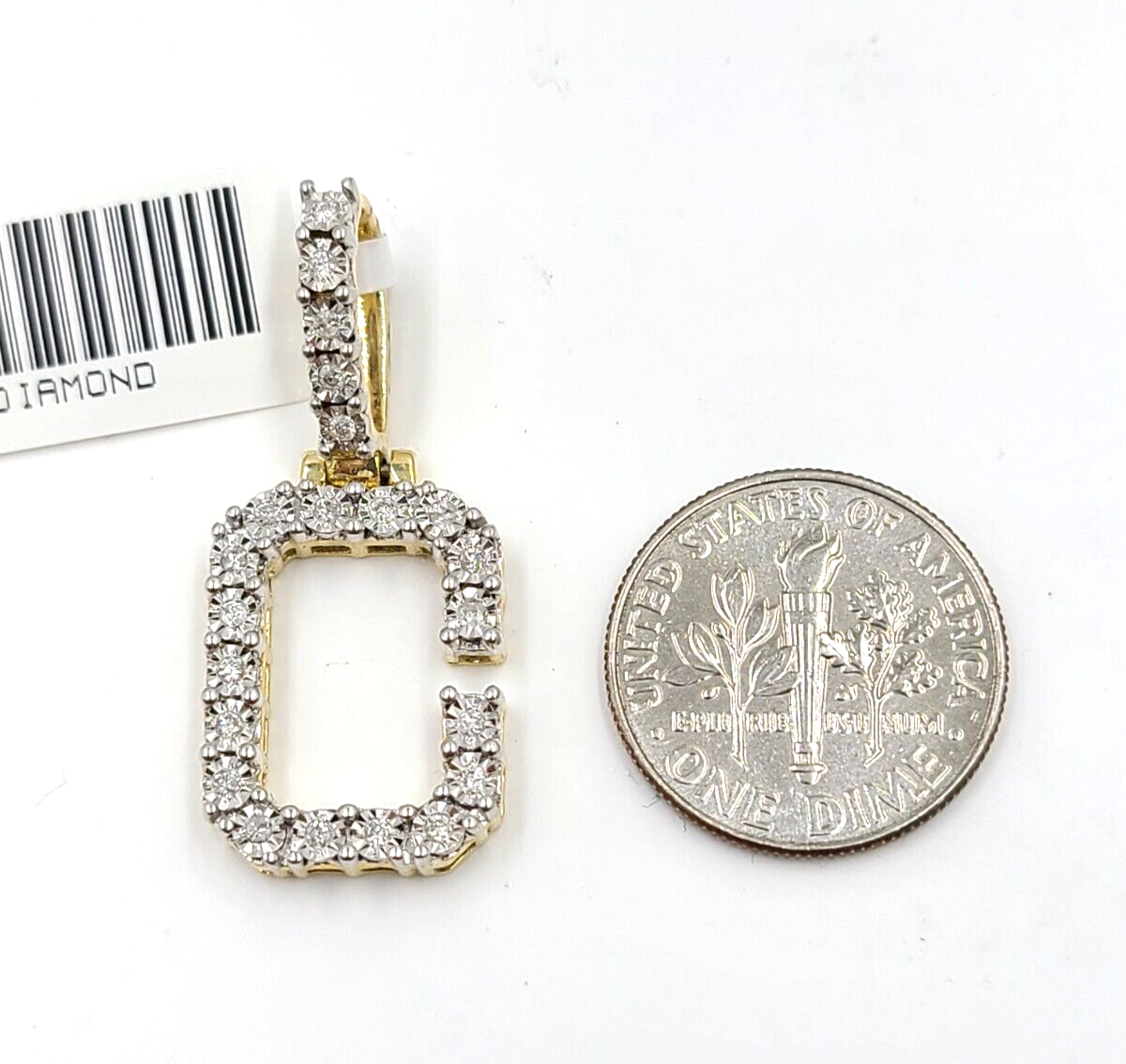 Real 10k Gold & Diamond Letter "C" Initial Alphabet Charm/Pendant 1.25".