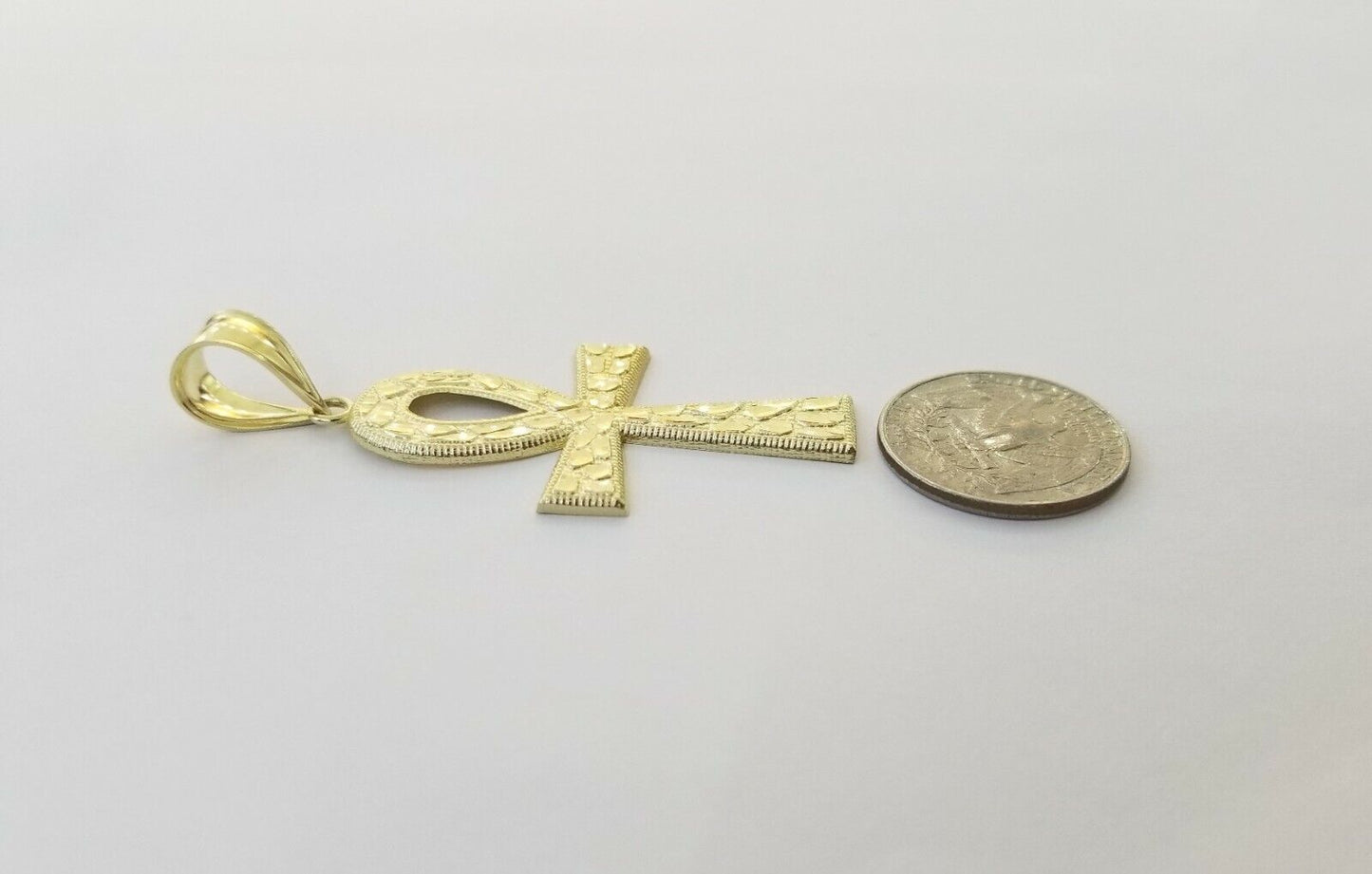 10k Nugget Style Yellow Gold Cross Pendant Real 10kt Mens Jesus Cross Pendant