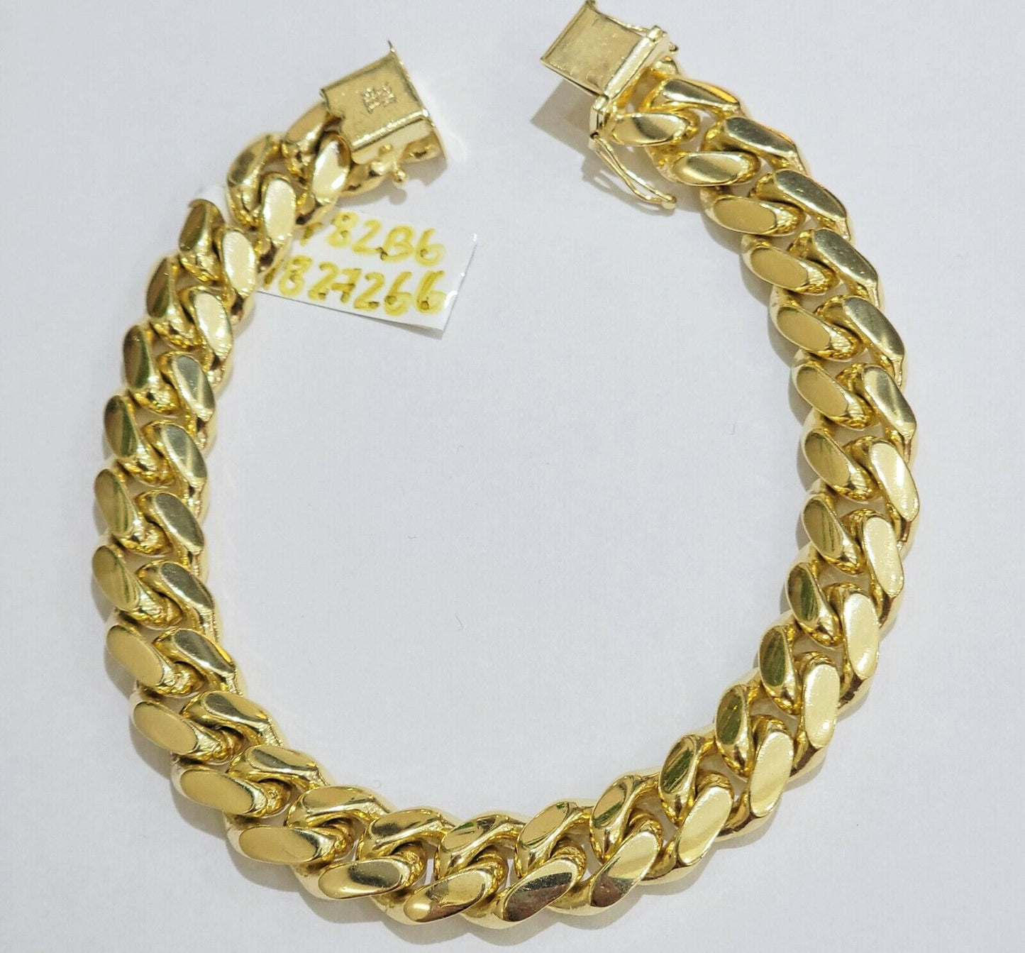 Solid Gold Cuban Link Bracelet 10mm 8.5" 10k Yellow Gold Miami Cuban Box Lc REAL