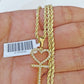 10k Gold Diamond Heart with Cross Pendent and 2.5mm 20 Inches Rope Chain