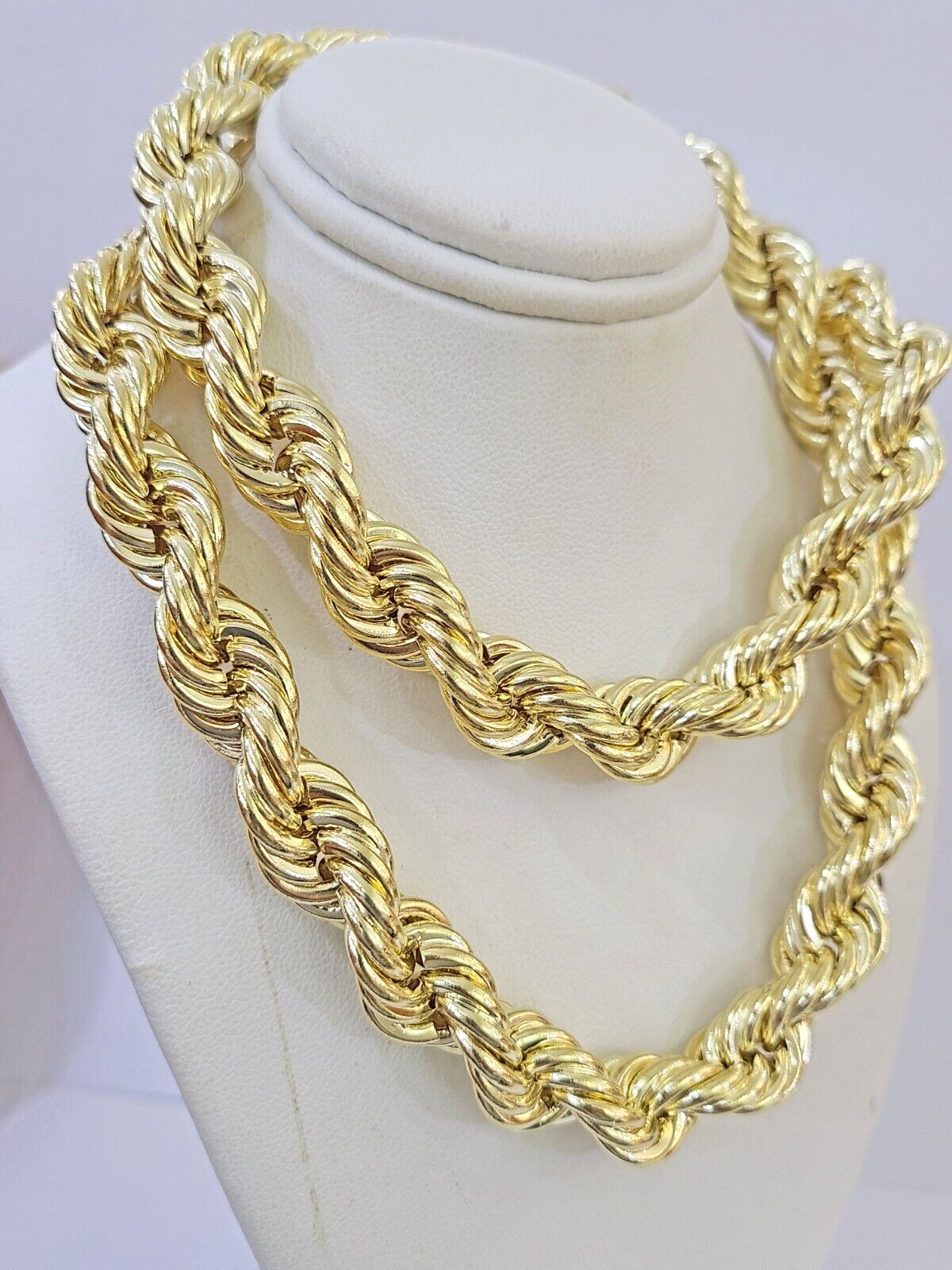 10k Real Gold Rope Chain Thick 12mm Men Chain 24 Inches Genuine