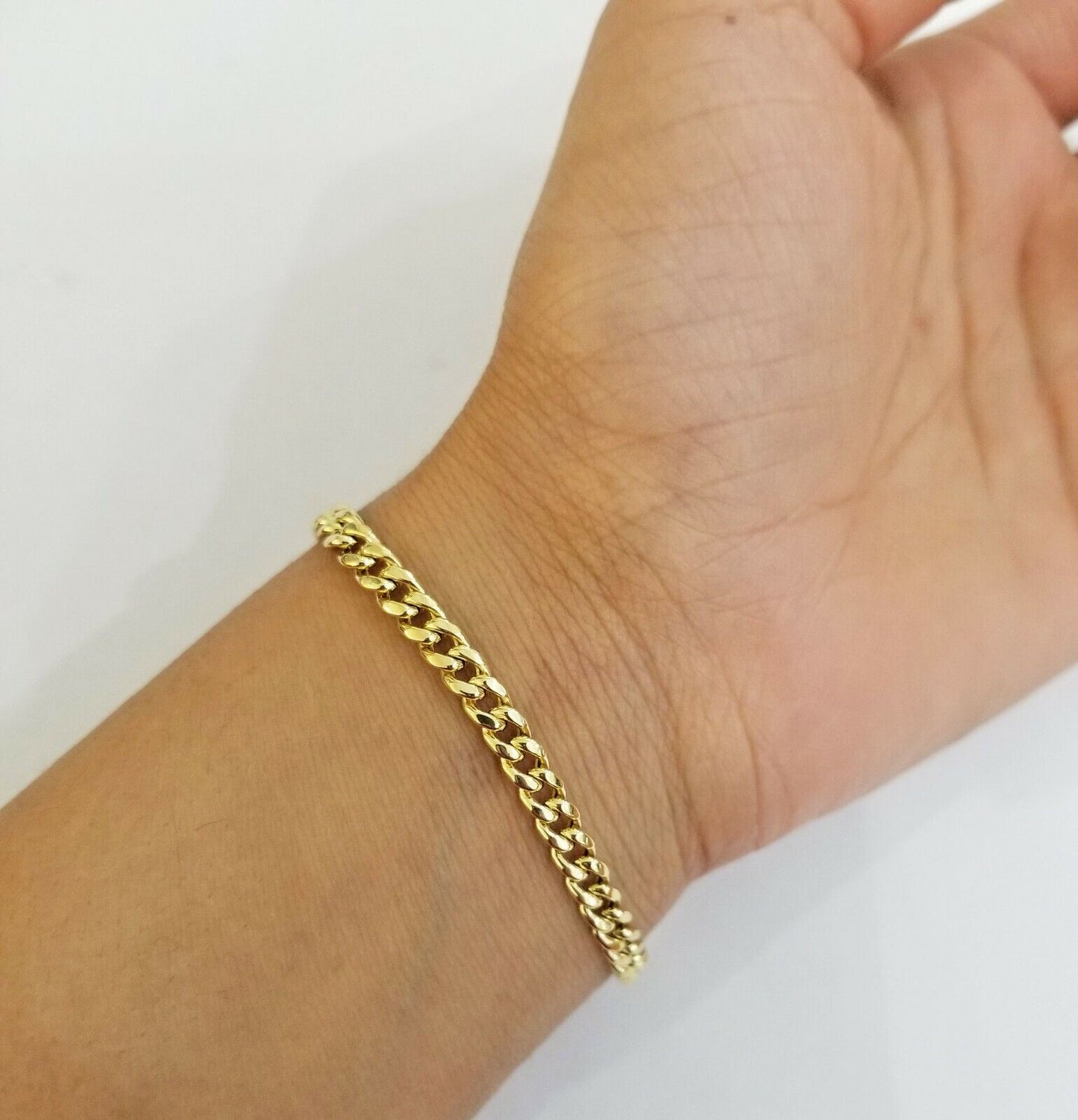 10k Yellow Gold Miami Cuban Bracelet 8inch 5mm lobster lock men women hand chain