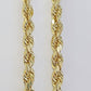14k Yellow Gold Rope Chain & Nugget Cross Charm Pendent SET 5mm 26 Inch Necklace