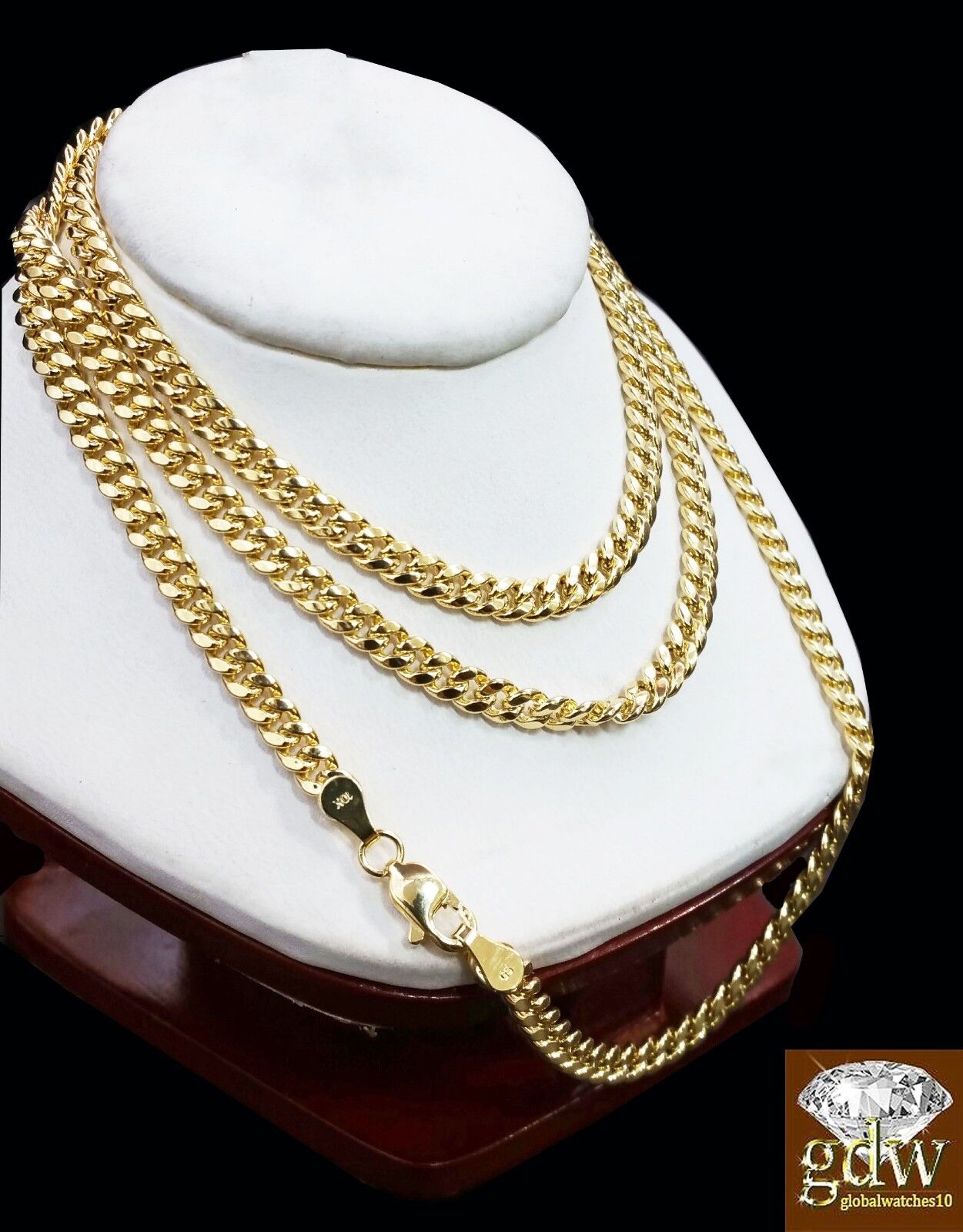 Real 10k Yellow Gold Cuban Chain Necklace 4mm 22" Inch Men Women Miami Link 10kt