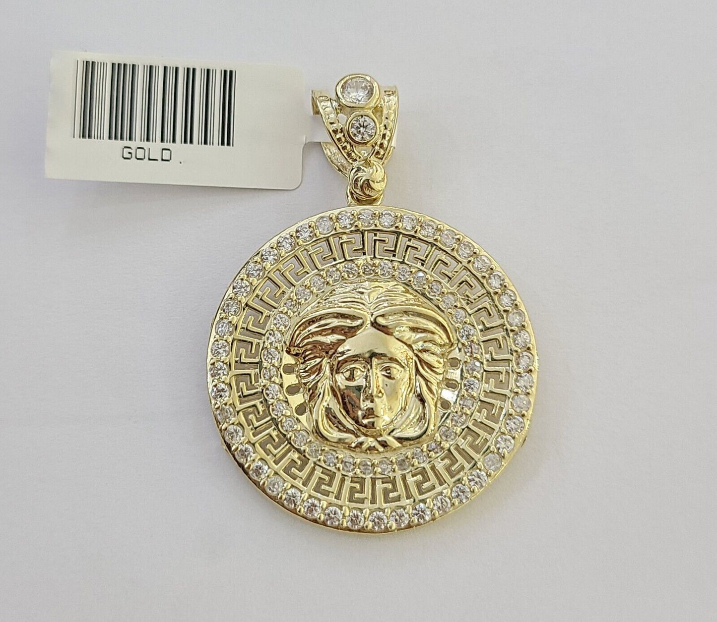 Real 10k Yellow Gold Head Charm Pendant 1.5" Inches Round Charm Circular 10kt