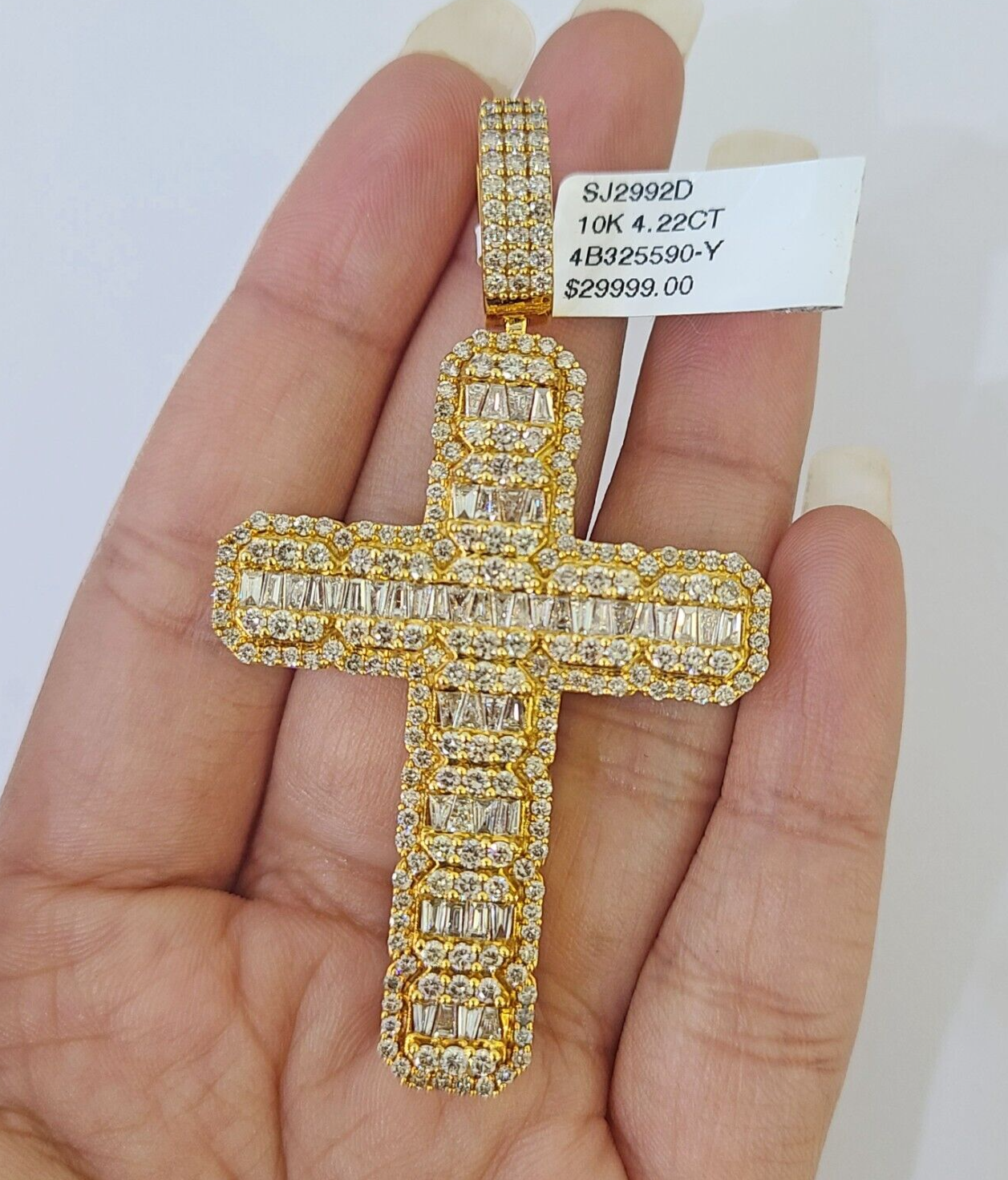 10k Yellow Gold Diamond Jesus Cross Charm Pendant Genuine Diamond Real