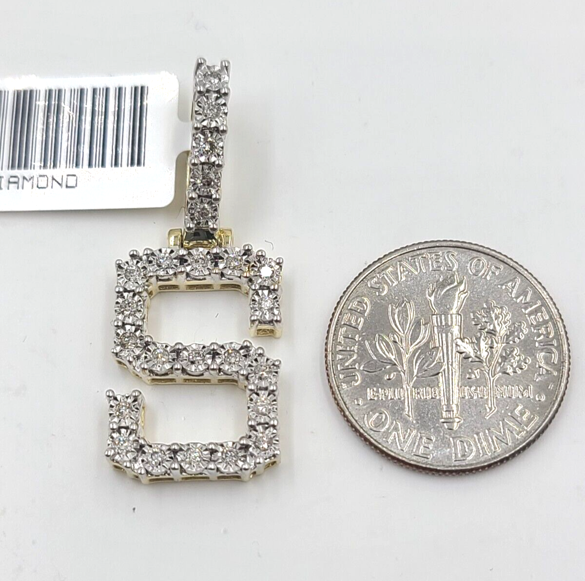 Real 10k Gold & Diamond Letter "S" Initial Alphabet Charm/Pendant 1.25".