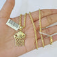 10k Gold Basketball Goal Pendant Rope Chain 3mm 22'' Necklace Set Yellow Genuine