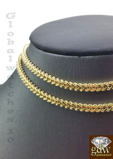 14k Yellow Gold Franco Chain 24 Inch Men Real 10k Chain 4mm Lobster Clasp