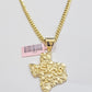 14k Gold Cuban Link Chain 20" Necklace Texas Map Charm Pendant Real 14KT SET