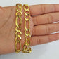 Real Figaro Link Chain 14k solid yellow gold 24inch Necklace Men Women 10mm 14kt