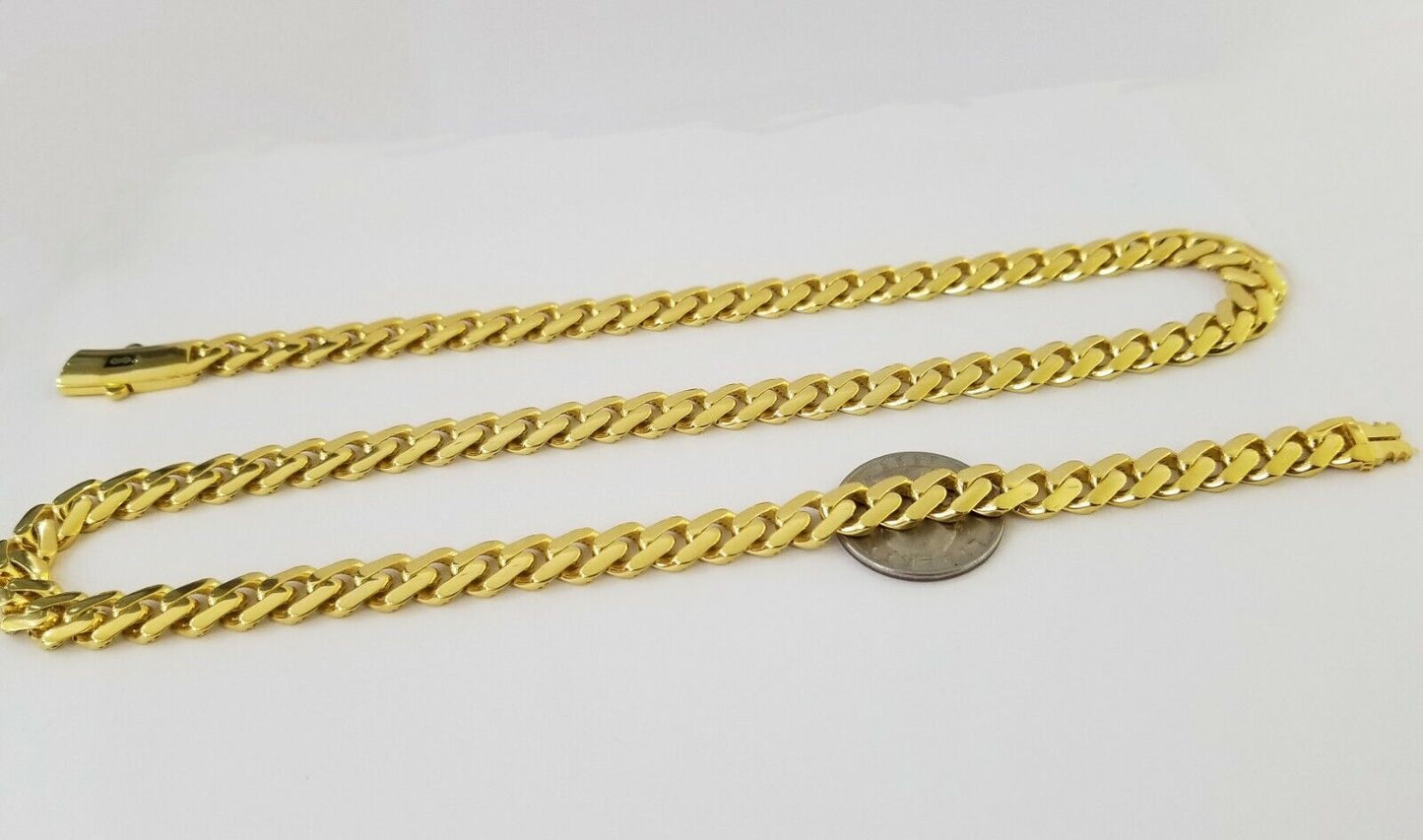 Real 10k Miami Cuban Link Monaco Chain 9mm 24" inch Box Clasp 10kt Gold necklace