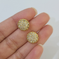 10k Yellow gold Flower Earrings Real Diamond screw-back Women Men studs