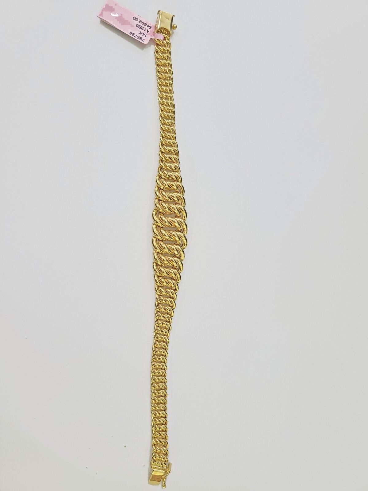 Real 14K Yellow Gold Flat Byzantine Link Bracelet 7.5 inches Long