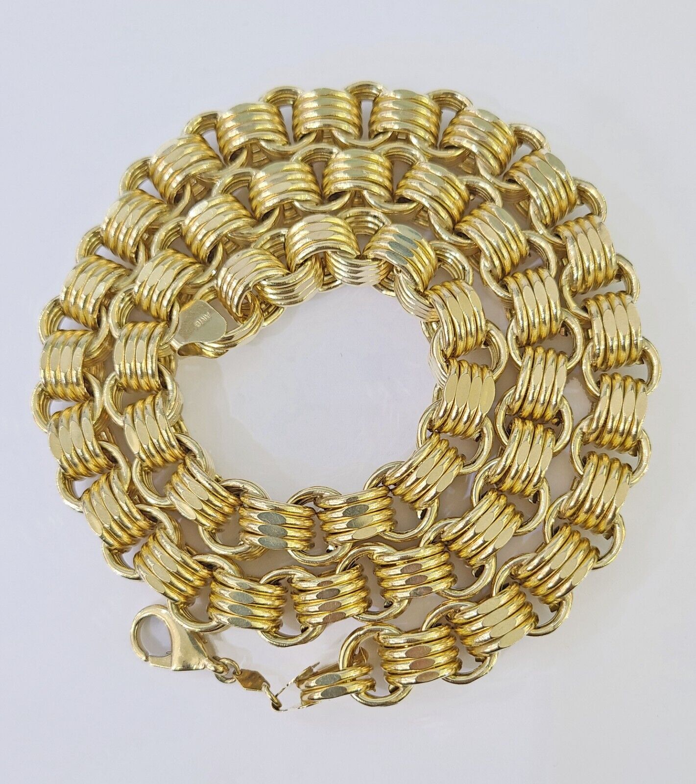 Real 10k Gold Byzantine Chain 12mm 26 Inch Men's yellow gold necklace Real gold