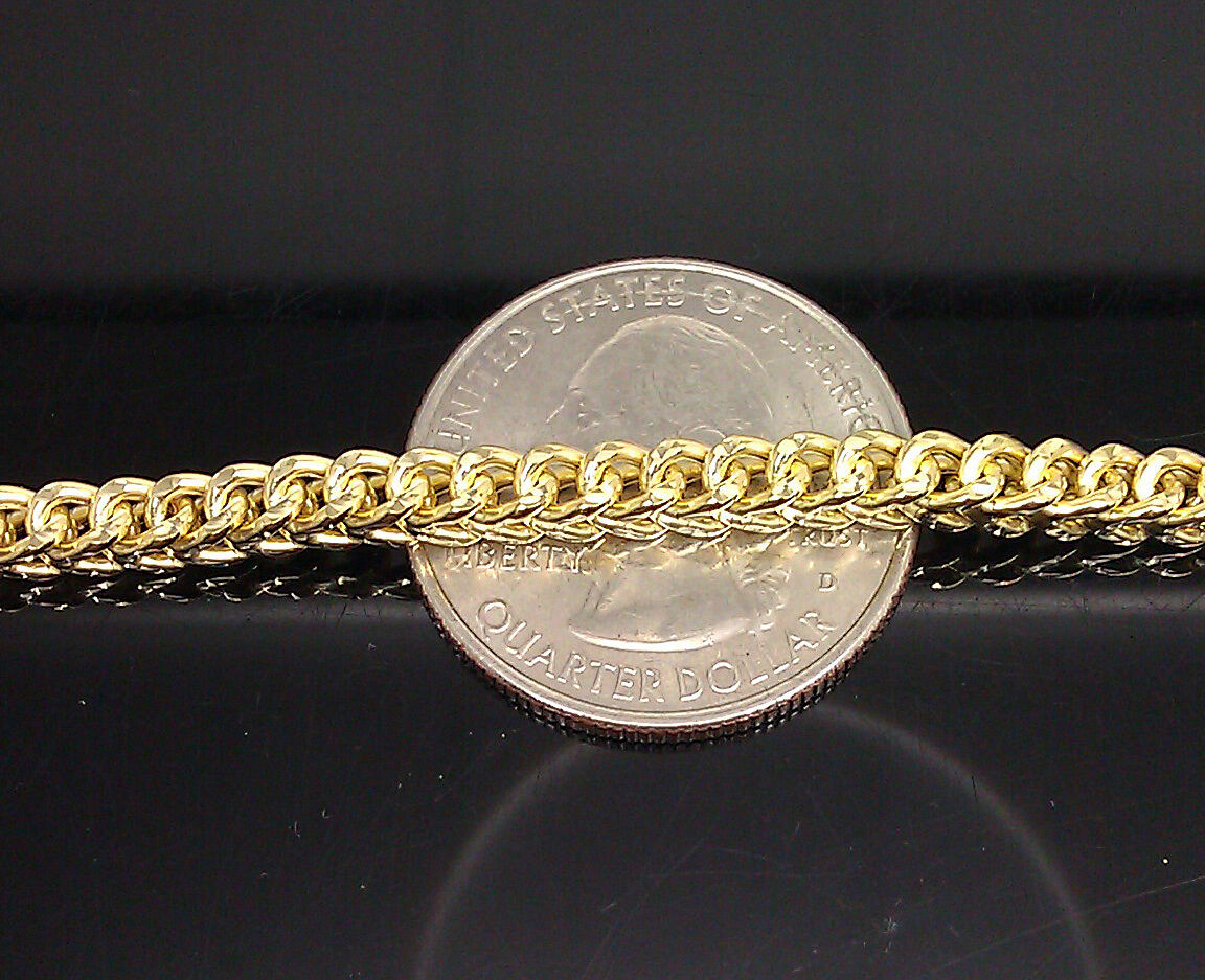 10k Yellow Gold Franco Bracelet 4mm 8" Inch Men Women Rope Cuban Link Real gold