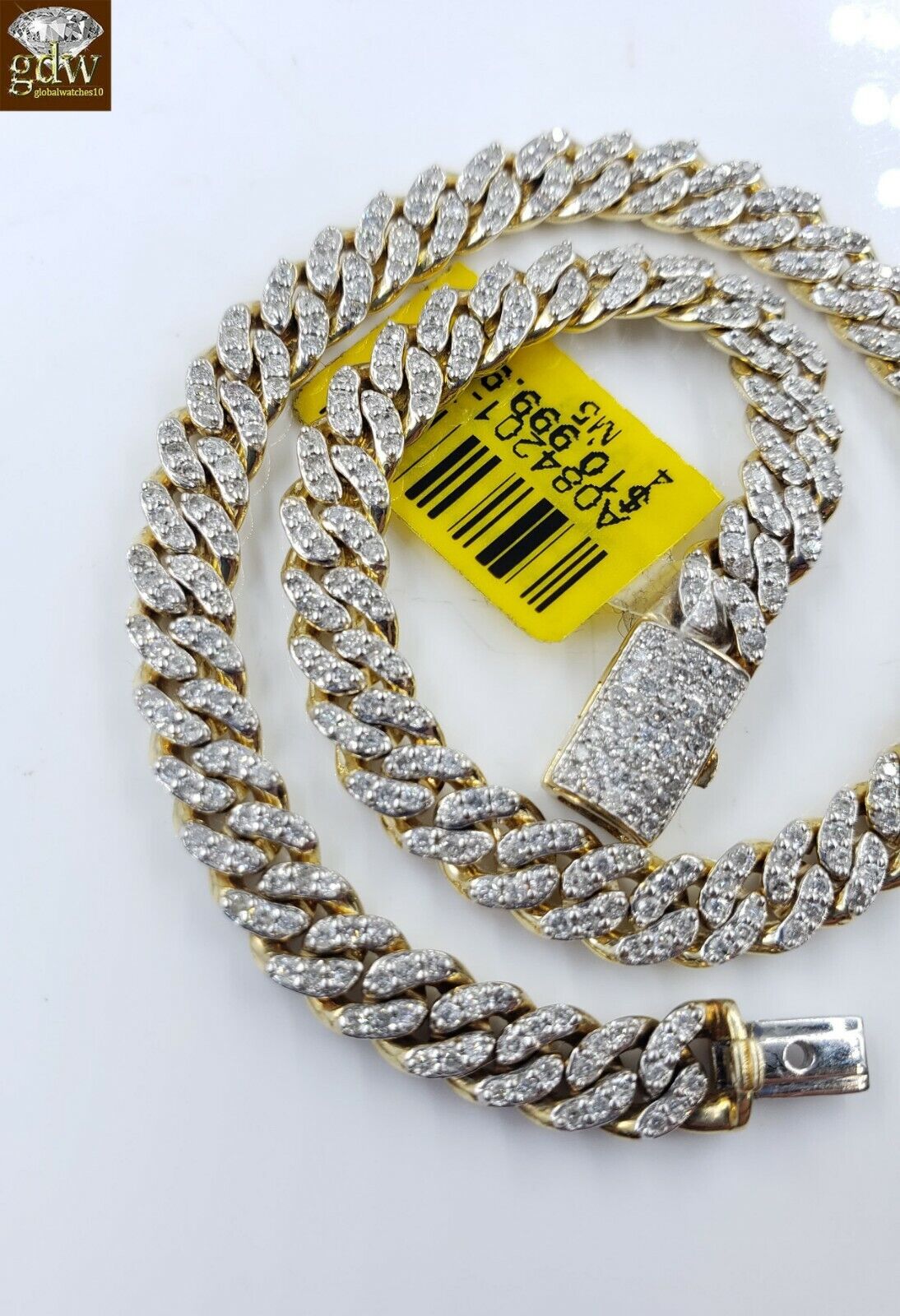 Miami Cuban Link Diamond 10k Bracelet Link Yellow Gold  Box Clasp seven .five "