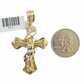 14K Real Yellow Gold Jesus Cross Diamond Cut Pendant Religious